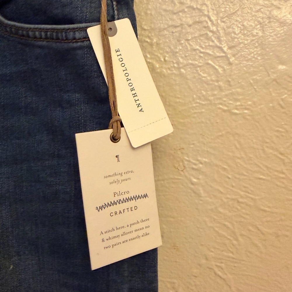 Anthropologie Blue Jeans with Colorful Floral Accents - Picture 6 of 9